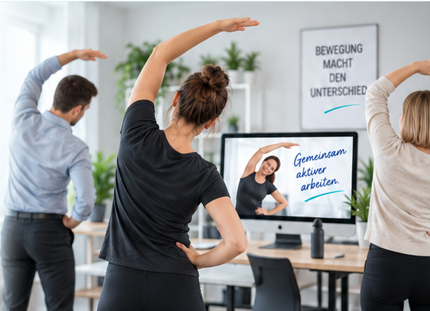 Beschäftigte bei einer digitalen Live-Aktivpause im Büro